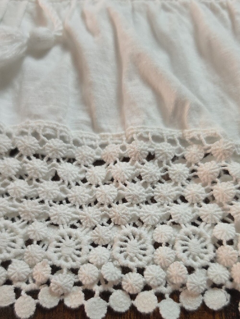 SUNDANCE | White Cotton Crochet Lace Tiered Bell Sleeve Peasant Swing Blouse | L - Picture 9 of 10